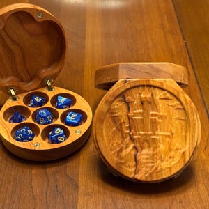 Ancient Castle Dice Vault - Hand-Made Hardwood D&D RPG Gaming Box, Fantasy RPG Dungeons and Dragons Dice Storage, table top, gift, Dice Tray