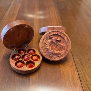 Dragon&#39;s Breath Dice Box - Hand-Made Hardwood Dice Vault, Fantasy RPG Dungeons and Dragons Dice Storage, table top, gift, Dice Tray