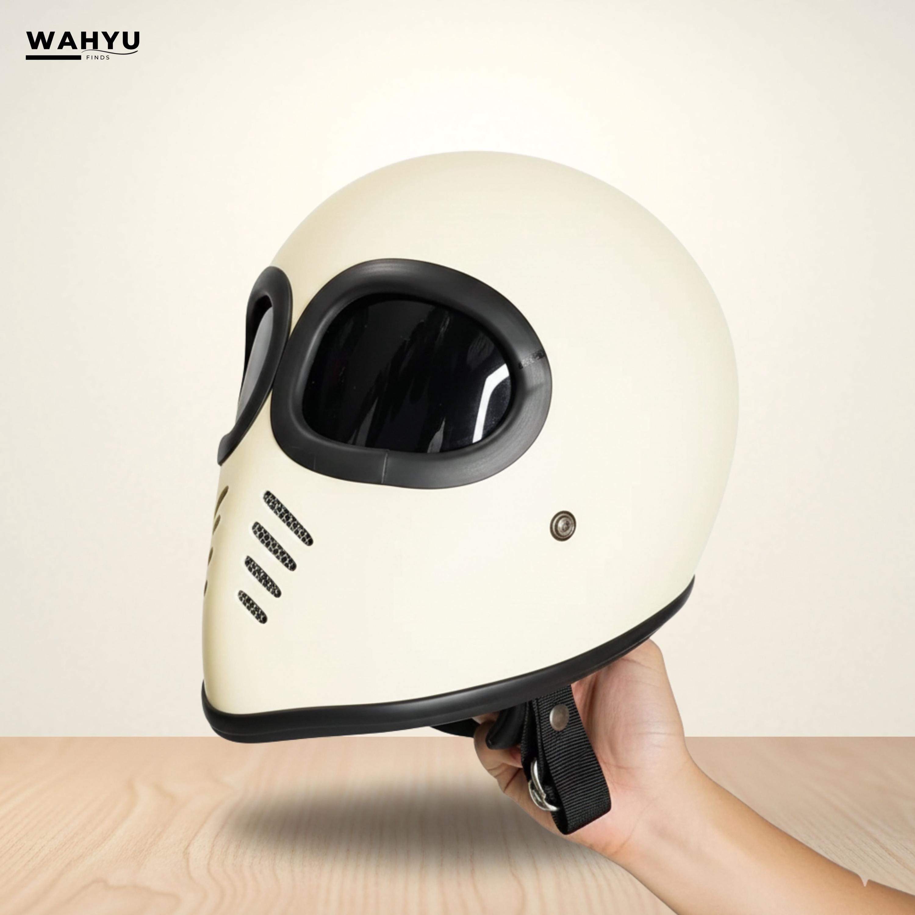 Custom Vintage Helmet XF-GP Alien Cream Doff Cafe Racer Style