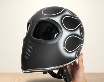 Vintage Custom Helmet XF-GP Alien Handpainting Cafe Racer Bobber