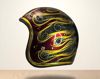chameleon paint motorcycle helmet New ! Vintage Slimhead 500TX Raw Flame Chameleon Paint BOBBER CHOPPER  Motorbike Dhl Express