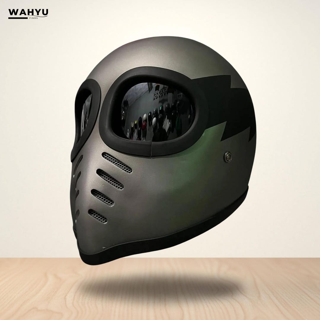 Custom Vintage Helmet XF-GP Alien Classic Cafe Racer Style