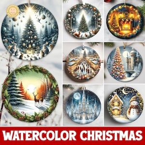 Ponad 20 wzorów ozdób świątecznych w stylu retro, 3D szopka bożonarodzeniowa z sublimacją, okrągły pakiet PNG, zastosowanie komercyjne