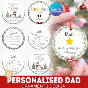 6+ Love Dad Ornament Bundle, Dad Memorial Ornament Designs, Girl Dad Ornament Png, Custom Name Ornament Png, Remembrance Png
