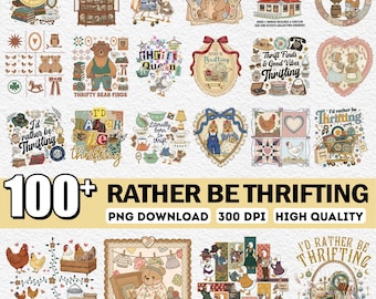 100+ I'd Rather Be Thrifting Png Bundle, Thrifted Animal Png, Second Hand Png, Retro Thrifting Png, Hen in Nest Png Bundle, Thrift Queen Png