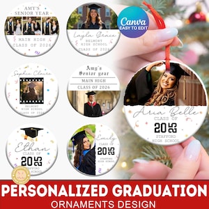 6+ Custom Graduation Canva Template, Custom Name Ornament Designs, Personalized Editable, Graduation Gift Ornament Png, College Graduate Png
