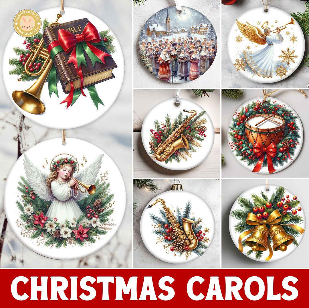 20+ Festive Caroling Ornament Designs, Christmas Carols Sublimation ...