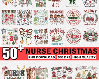50+ Nurse Christmas Png Bundle, Silent Night Png, Critical Care Unit Png, Emergency Department Png, Christmas Gift Png Bundle, ICU Nurse Png