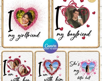 6+ Custom Couple Photo Canva Template, Love My Girlfriend Png, Valentine's Day Editable, Love Day Png, Boyfriend Template, Her Photo Png