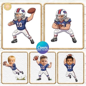 6+ Custom Football Kids Canva Template, Kids Face Png, Game Day Editable, Family Gift Png, Football Team Template, Sport Teams Png