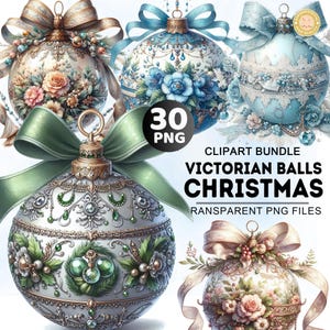 30+ Xmas Bundle Png, Watercolor Victorian Christmas ball Clipart, Christmas Decor Png, Christmas Tree Baubles Clipart Bundle, Commercial Use