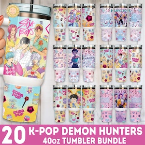20+ Kpop Demon Hunters Tumbler Png Bundle, Huntrix 40oz Tumbler Wrap, Saja Boys Tumbler, Kpop Movie Tumbler Mira Rumi Zoey Tumbler Wrap