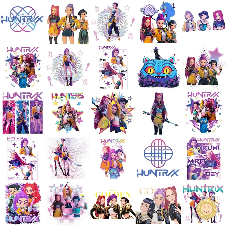 Buy 200+ Kpop Demon Hunter Png Bundle, Huntrix Movies Png, Huntrix Fan ...