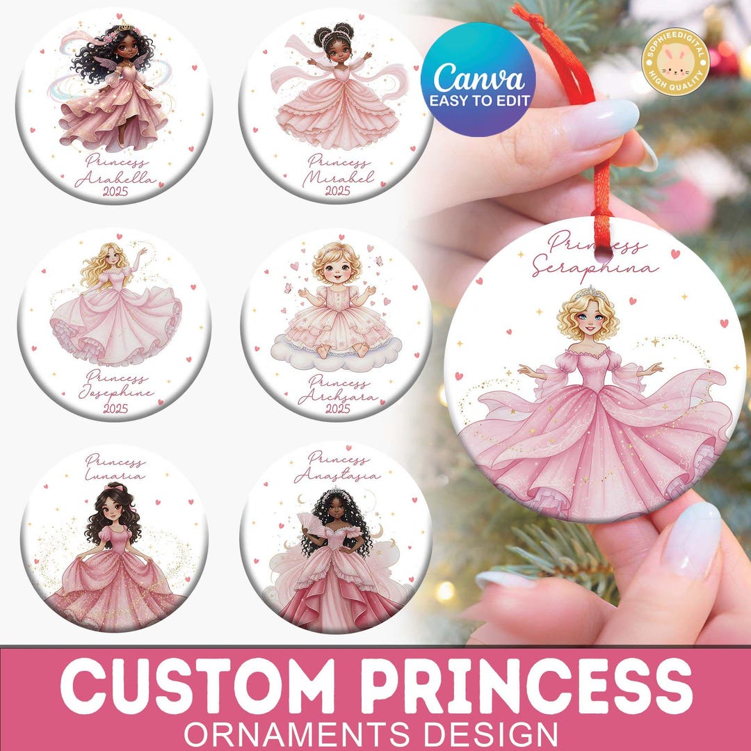 10+ Custon Princess Canva Template, Custom Name Ornament Designs ...
