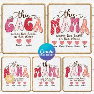 Más de 6 plantillas personalizadas de Canva para "Esta Mamá": Su corazón en la manga (PPT), Corazón de Mamá Editable, San Valentín (PPT), Plantilla de Nombres de Niños, Corazón Lindo (PPT)