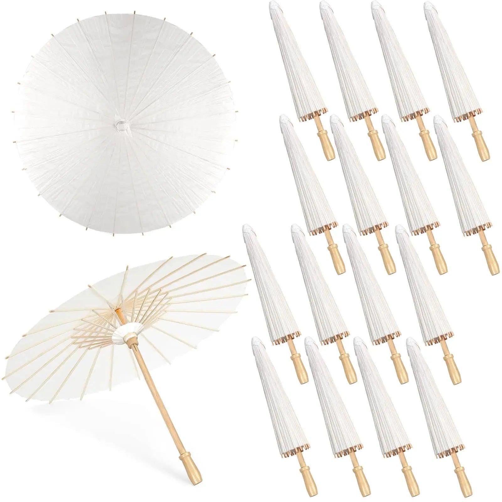 6PC 60/84cm White Paper Wooden Handle Umbrellas Parasol