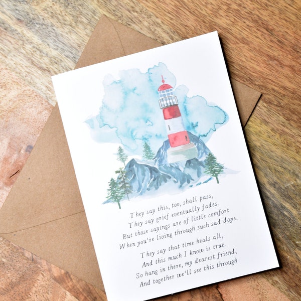 Sympathy card, loss card, lighthouse card, sympathy poem, grief, thinking of you, there for you,