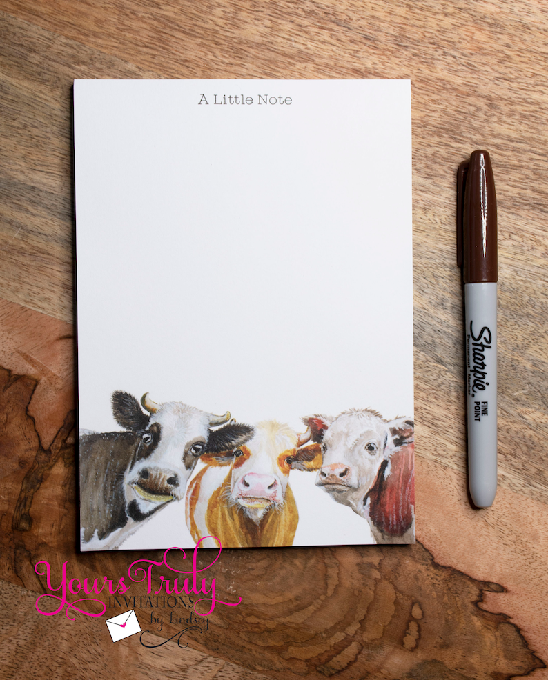 Cute Cow Notepad, a little note, things to do, cow lover, Girl Friend Gift, gift basket, christmas, to do list, farm girl, stocking stuffer image 2