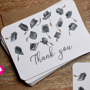 Graduation thank you cards, Note cards, graduation cap toss, graduation cards, congratulations, thank you, stationery, notecard