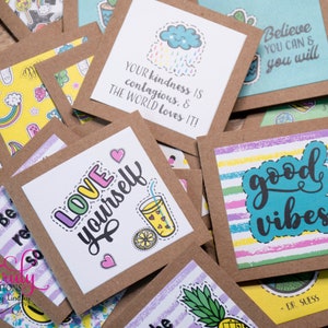 Good Vibes Positive Messages, Lunchbox notes, Love Notes, Mini Folded Cards, children, friends or coworkers, husband, wife, teenagers, card