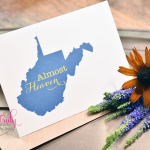 Almost Heaven West Virginia Mountaineers Note Card Set or Single