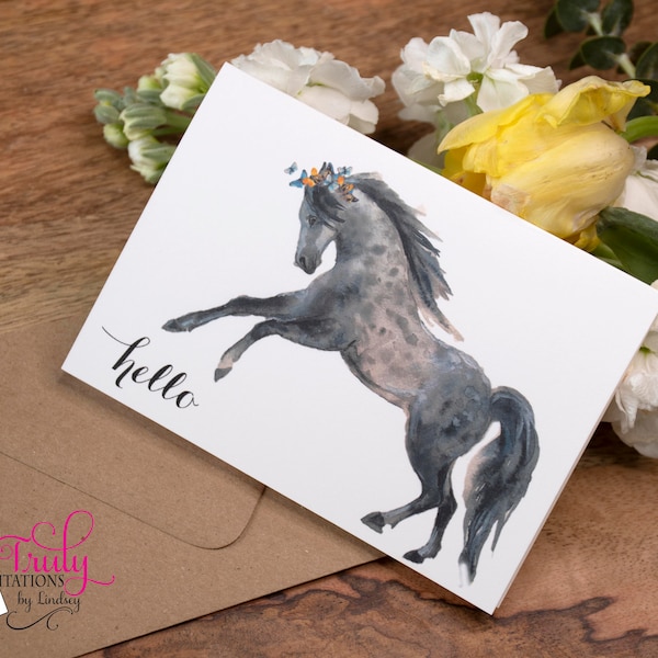 Horse note card set, Dapple Gray, hello card, personal stationery, horse lover, gift for friend, gift basket, bridal shower, thank you card