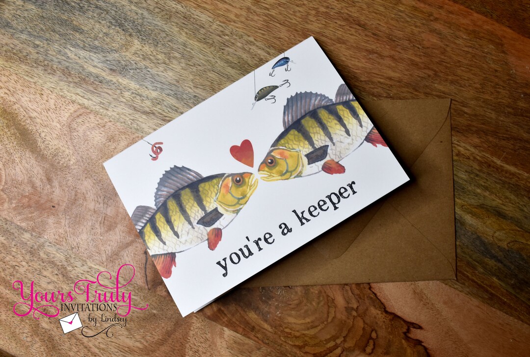 You're a Keeper, Fish Card, Fisherman Card, Anniversary, Valentines Day ...