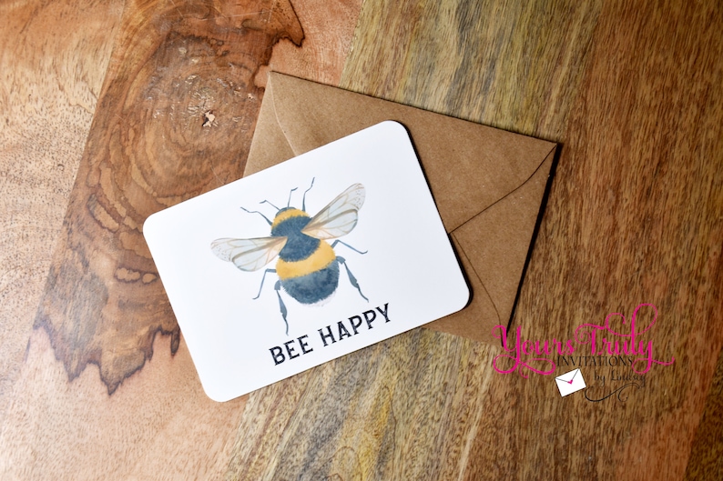 thank you hello stationery stationary Bee Happy bee themed notecards