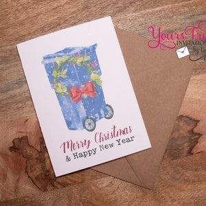 Christmas Card for Garbage man, trash collector, garbage, refuse, rubbish, trash can card, Garbage collector, gift card holder, gift