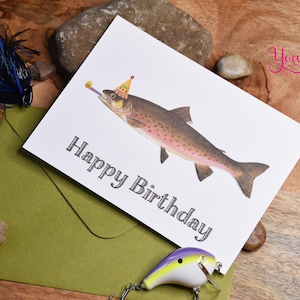 Happy Birthday Trout, Fisherman birthday card, Funny Birthday card, Trout birthday, Card for husband, Card for boyfriend, dad, grandpa