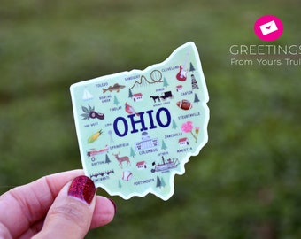 Ohio Sticker, towns, attractions, Waterproof Vinyl Sticker, Fridge Magnet, State Sticker, OH, Columbus, Marietta, Toledo, Cincinnati