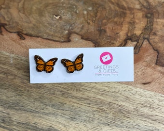 Monarch butterfly, earrings, stud, spring, Easter gift, butterfly earrings, egg stuffer, stainless steel, hypoallergenic, gift, teacher