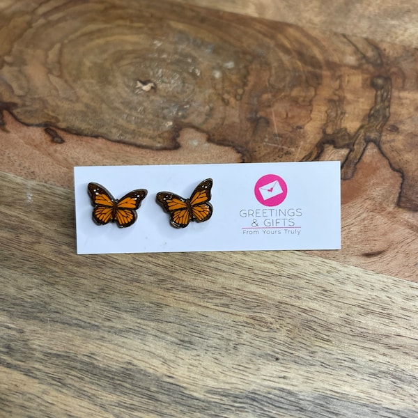 Monarch butterfly, earrings, stud, spring, Easter gift, butterfly earrings, egg stuffer, stainless steel, hypoallergenic, gift, teacher