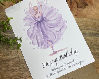 Ballerina birthday card, ballet card, card for dancer, card for ballerina, Birthdaycard for girl, dancer birthday, greeting Card, blank