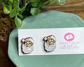 Santa earrings, vintage Santa, stud earrings, teacher, child earrings, kid, secret Santa,stocking stuffer, stainless steel, hypoallergenic