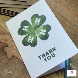4-H card, 4H, thank you card, notecard, clover, pig, steer, market, buyer card, buyer thank you card