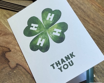 4-H card, 4H, thank you card, notecard, clover, pig, steer, market, buyer card, buyer thank you card