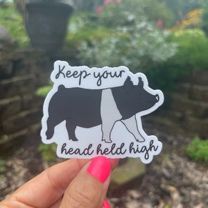 Show pig sticker, keep your head held high, show pig, waterproof sticker, pig show, pig lover, gift
