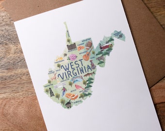 Carte de la Virginie-Occidentale : cadeau pour le tourisme de Virginie-Occidentale
