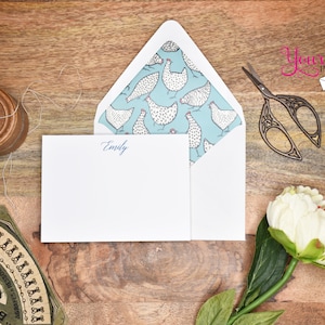 Personalized Stationery, Cute chickens stationery, Chicken card, Chicken note card, envelope liner, Chickens note card, custom note card