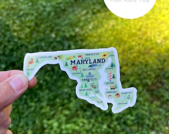 Maryland Waterproof Vinyl Sticker, Fridge Magnet, State Sticker, MA, Annapolis, baltimore, ocean city, cambridge, Oxford, indian head, gift