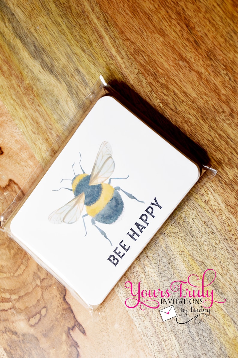 thank you hello stationery stationary Bee Happy bee themed notecards