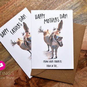 Funny Donkey Mothers Day/Fathers Day Card, Pain in the Ass