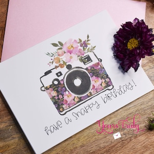 Floral Camera Birthday Card: Photographer Gift