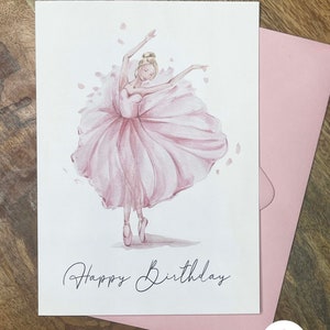 Ballerina birthday card, ballet card, card for dancer, card for ballerina, tutu, pointe,card for girl, dancer birthday, greeting Card, blank