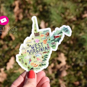 West Virginia Sticker, Waterproof vinyl, Magnet, State Sticker, WV, Charleston, Beckly, Parkersburg, Wheeling, rafting, Morgantown, gift