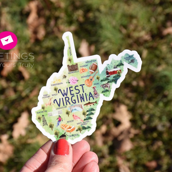 West Virginia Sticker, Waterproof vinyl, Magnet, State Sticker, WV, Charleston, Beckly, Parkersburg, Wheeling, rafting, Morgantown, gift