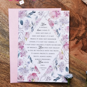 First Corinthians Love Card: Floral Wedding Anniversary Card