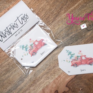 Christmas Gift tag set, Vintage truck, red truck, gift wrap, gift tag, gift bag tag, christmas truck, gift for friend, gift for teacher,