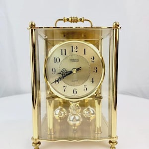 Vintage Lantern Clock with Rotating Pendulum – Gold Design Made in Germany